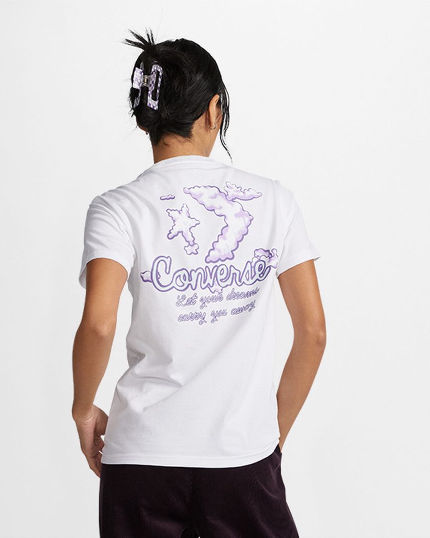 Women's Converse Dreamer Graphic T-Shirts White | AU 60E31P